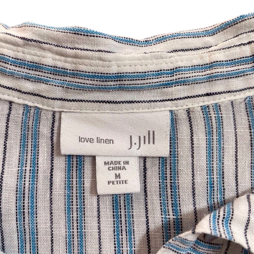 J.Jill Love Linen Striped Popover Tunic Petite Medium Blue - Picture 4 of 16